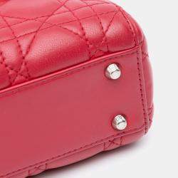  Dior Red Leather Lambskin Cannage Lady Dior Mini Bag