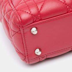  Dior Red Leather Lambskin Cannage Lady Dior Mini Bag