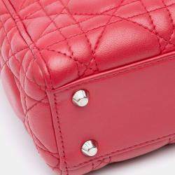  Dior Red Leather Lambskin Cannage Lady Dior Mini Bag