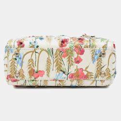 Christian Dior Multicolor Calfskin Hibiscus Printed Embroidered My ABCDior Lady Dior Bag
