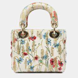 Christian Dior Multicolor Calfskin Hibiscus Printed Embroidered My ABCDior Lady Dior Bag
