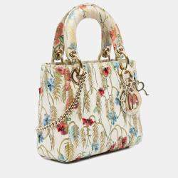 Christian Dior Multicolor Calfskin Hibiscus Printed Embroidered My ABCDior Lady Dior Bag
