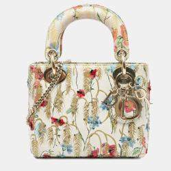 Christian Dior Multicolor Calfskin Hibiscus Printed Embroidered My ABCDior Lady Dior Bag
