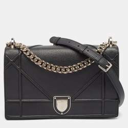 Pre Owned Dior Black Leather Medium Diorama Shoulder Bag