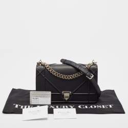 Pre Owned Dior Black Leather Medium Diorama Shoulder Bag