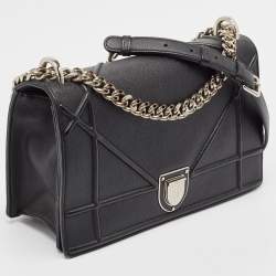 Pre Owned Dior Black Leather Medium Diorama Shoulder Bag