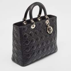 Dior Black Cannage Leather Large Lady Dior Tote