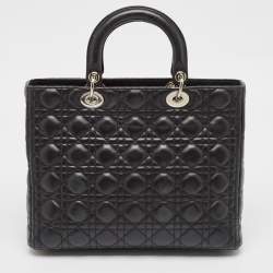 Dior Black Cannage Leather Large Lady Dior Tote