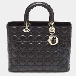 Dior Black Cannage Leather Large Lady Dior Tote