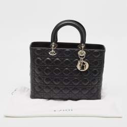 Dior Black Cannage Leather Large Lady Dior Tote