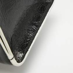 Dior Black/White Crinkled Patent Leather Medium Diorever Top Handle Bag