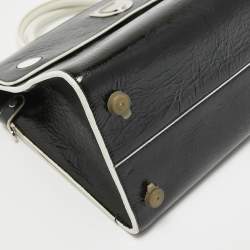 Dior Black/White Crinkled Patent Leather Medium Diorever Top Handle Bag