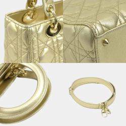 Christian Dior Gold Lambskin Lady Handbag