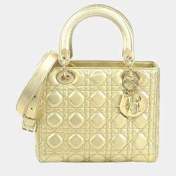 Christian Dior Gold Lambskin Lady Handbag