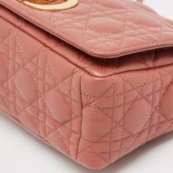 Pre Owned Dior Rust Cannage Leather Medium Caro Shoulder Bag