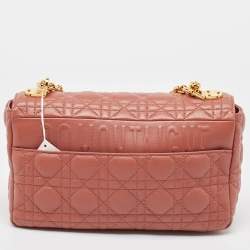Pre Owned Dior Rust Cannage Leather Medium Caro Shoulder Bag