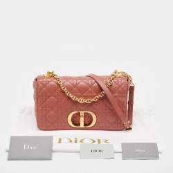Pre Owned Dior Rust Cannage Leather Medium Caro Shoulder Bag