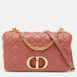 Pre Owned Dior Rust Cannage Leather Medium Caro Shoulder Bag