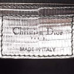 Pre Owned Dior Metallic Lizard Medium Lady Dior Tote
