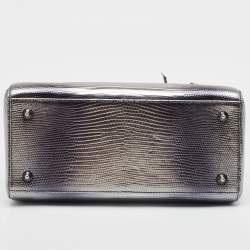 Pre Owned Dior Metallic Lizard Medium Lady Dior Tote