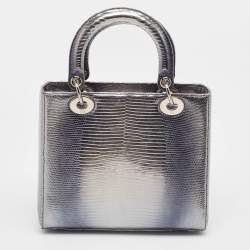 Pre Owned Dior Metallic Lizard Medium Lady Dior Tote