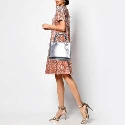 Pre Owned Dior Metallic Lizard Medium Lady Dior Tote