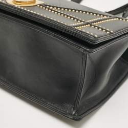 Dior Black Leather Medium Studded Diorama Flap Shoulder Bag