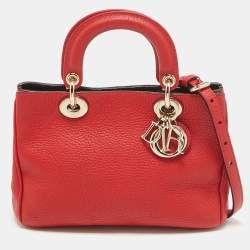 Pre Owned Dior Red Leather Small Diorissimo Tote