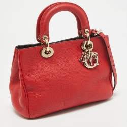 Pre Owned Dior Red Leather Small Diorissimo Tote