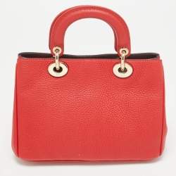 Pre Owned Dior Red Leather Small Diorissimo Tote