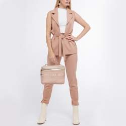 Pre Owned Dior Light Pink Canvas D Lite Vanity Case Bag