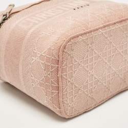 Pre Owned Dior Light Pink Canvas D Lite Vanity Case Bag