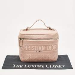 Pre Owned Dior Light Pink Canvas D Lite Vanity Case Bag