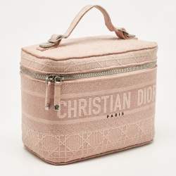 Pre Owned Dior Light Pink Canvas D Lite Vanity Case Bag