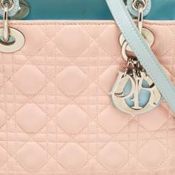 Pre Owned Dior Multicolor Cannage Leather and Python Medium Lady Dior Tote