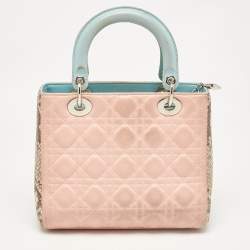 Pre Owned Dior Multicolor Cannage Leather and Python Medium Lady Dior Tote