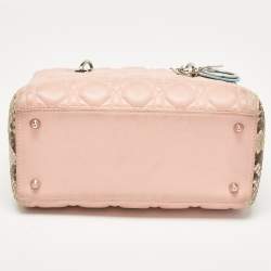 Pre Owned Dior Multicolor Cannage Leather and Python Medium Lady Dior Tote