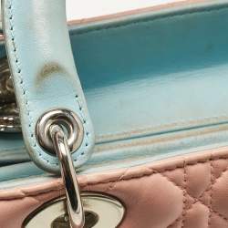 Pre Owned Dior Multicolor Cannage Leather and Python Medium Lady Dior Tote