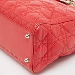 Pre Owned Dior Red Cannage Leather Large Lady Dior Tote