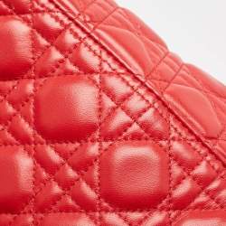 Pre Owned Dior Red Cannage Leather Large Lady Dior Tote