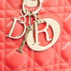 Pre Owned Dior Red Cannage Leather Large Lady Dior Tote