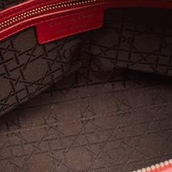 Pre Owned Dior Red Cannage Leather Large Lady Dior Tote