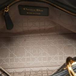 Pre Owned Dior Dark Grey Cannage Leather Small Lady Dior My ABCDior Bag
