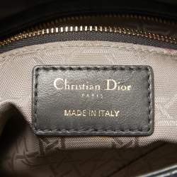 Pre Owned Dior Dark Grey Cannage Leather Small Lady Dior My ABCDior Bag