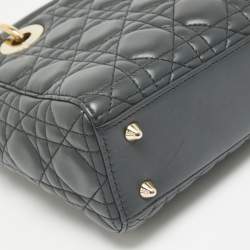 Pre Owned Dior Dark Grey Cannage Leather Small Lady Dior My ABCDior Bag