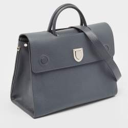 Dior Dark Grey Leather Large Diorever Top Handle Bag