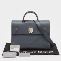 Dior Dark Grey Leather Large Diorever Top Handle Bag