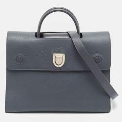 Dior Dark Grey Leather Large Diorever Top Handle Bag