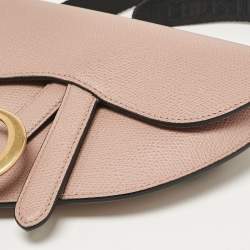 Pre Owned Dior Pink/Black Leather Saddle Belt Bag