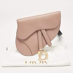Pre Owned Dior Pink/Black Leather Saddle Belt Bag